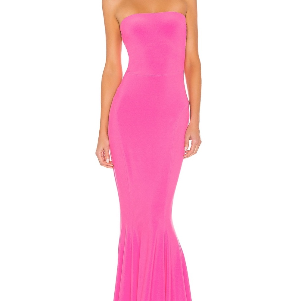 Norma Kamali Pink Strapless Fishtail Gown